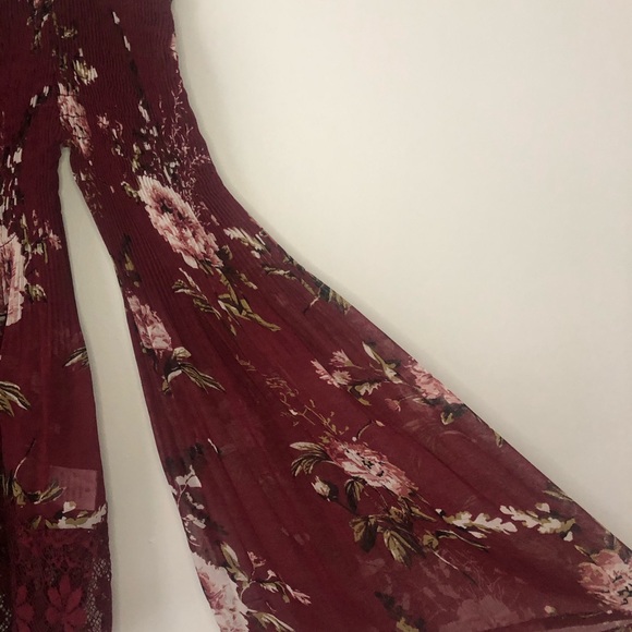 Floral maroon long sleeve shirt - Picture 4 of 7